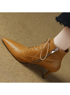 Lace Up Pointed Toe Pointed Heel Ankle Boots Womens