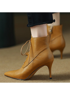 Lace Up Pointed Toe Pointed Heel Ankle Boots Womens
