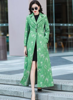 Exclusive All Over Print Lapel Long Coats For Women