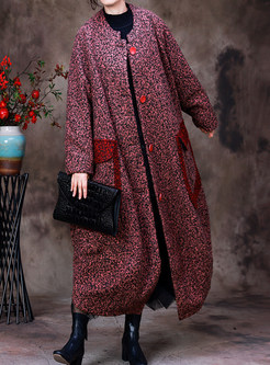 Vintage Contrasting Tweed Oversize Single-Breasted Winter Coats Womens