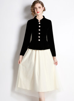 Quality Velvet Mockneck Coats & Big Hem Maxi Skirt Suits