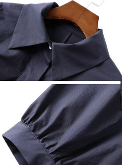Minimalist Tie Waist 3/4 Sleeve Shirt Dresses