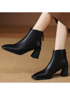 Stylish Square Toe Zip Womens Ankle Boots