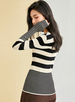 Womens Comfort V-Neck Striped Slim Open Front Knitted