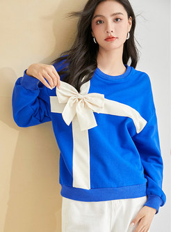 Chicwish Bow-Embellished Contrasting Slouchy Sweaters For Women