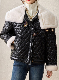 Large Lapels Plaid Fur-Trimmed Chunky Women's Jackets