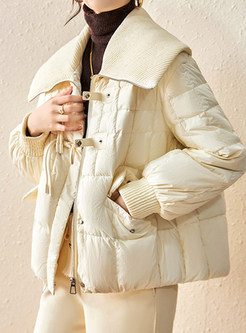 Large Lapels Blouson Sleeve Fluffy Puffer Jackets Womens