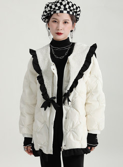 Large Lapels Distored Selvedge Contrasting Womens Winter Coats