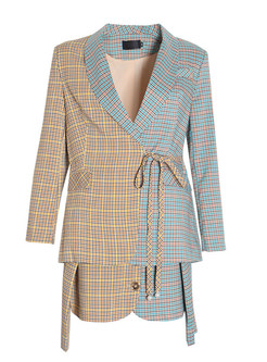 Chicwish Contrasting Plaid Blazers & Short Suits For Women