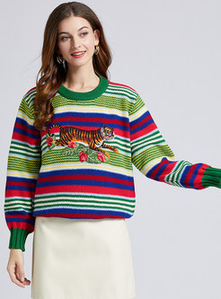 Women's Glamorous Embroidered Contrasting Boxy Sweaters