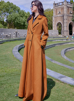Elegant Large Lapels Double-Breasted Long Womens Coats