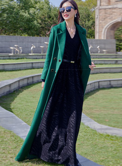 Elegant Large Lapels Double-Breasted Long Womens Coats