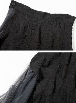 Chic Mesh Splicing Irregular Long Skirts For Women