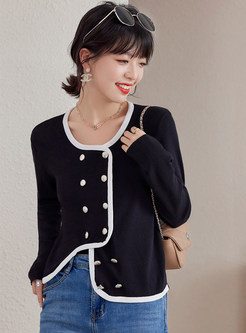 Chic Irregular Double-Breasted Open Front Knitted For Women