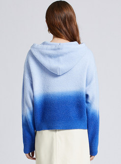 Relaxed Hooded Gradient Sweaters For Women