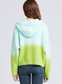 Relaxed Hooded Gradient Sweaters For Women