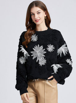 Sweet Embroidered Boxy Sweaters For Women