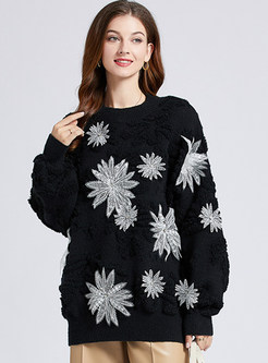 Sweet Embroidered Boxy Sweaters For Women