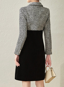Topshop Tweed Contrasting Chunky Double-Breasted Office Dresses