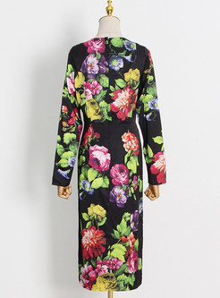 Fashion Square Neck Floral Print Corset Dresses