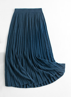 Comfort High Waisted Wool Pleated Long Skirts For Women