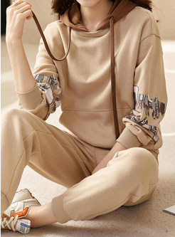 Relaxed Hooded Sportswear Set For Women