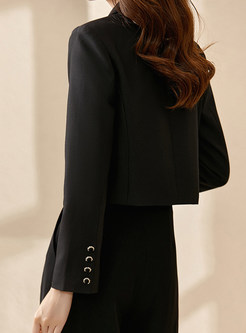 Minimalist Bow-Embellished One Button Blazers Women
