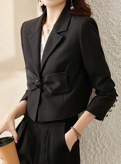 Minimalist Bow-Embellished One Button Blazers Women