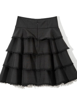 Sweet & Cute Diamante Embellishment Tiered Ruffle Skirts For Women