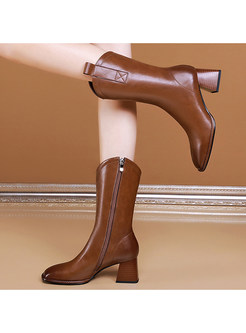 Fashion Block Heels With Zip Bootie For Women