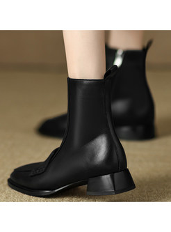 Comfort Low Heels Round Toe Womens Boots