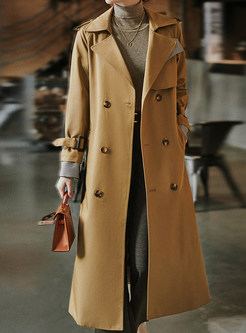 Large Lapels Double-Breasted Long Trench Coats Women