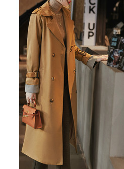 Large Lapels Double-Breasted Long Trench Coats Women