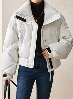 Mock Neck Thickened Cropped Puffer Jackets Womens