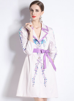 Sweet & Cute Bow-Embellished Printed Womens Coats