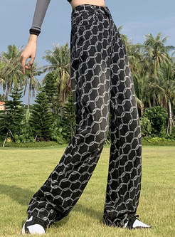 High Waisted Printed Loose Jean Pants For Women