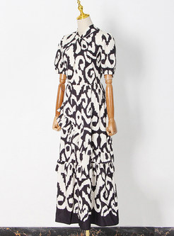 ChicwishTwist Front Distored Selvedge Printed Maxi Dresses