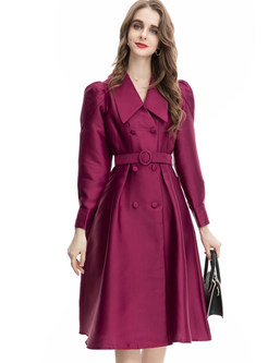 Large Lapels Fashion Double-Breasted Chunky Cocktail Dresses