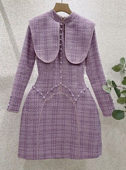 Luxe Long Sleeve Woolen Short Dresses