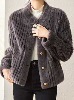 Pretty Single-Breasted Cropped Teddy Jackets For Women