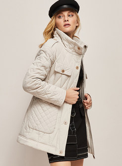High Neck Thick Waist Tie Down Jackets For Women