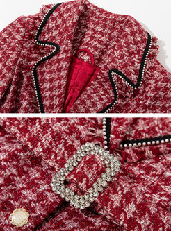 Quality Lapel Plaid Duffle Bow-Embellished Womens Winter Coats