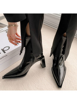 Women's Fashion Chunky Heel Pointed Toe Ankle Boots