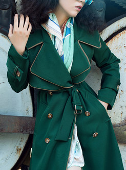 Notch Collar Double-Breasted Elegant Trench Coats Women
