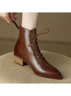 Pointed Toe Ankle Strap Womens Boots