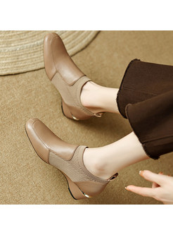 Round Toe Elastic Patch Flat Shoes For Women