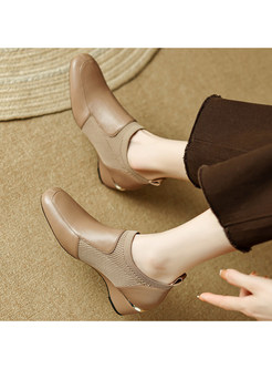 Round Toe Elastic Patch Flat Shoes For Women