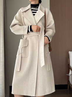 Large Lapels Irregular Dual Pocket Womens Winter Coats