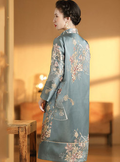 Women's Floral Print Long Coat