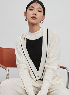 Women's Color Block Sweater Coat